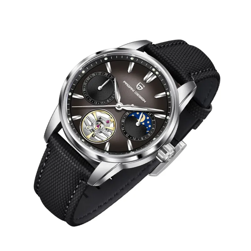 Pagani Design Tourbillon Moonphase Dark Gray Dial Men's Watch- PD-YS021